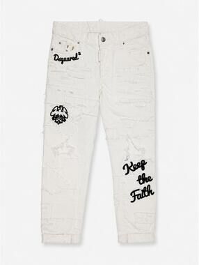 Dsquared2 Cool Girl White Distressed Keep The Faith Jeans IT 38 | NWT